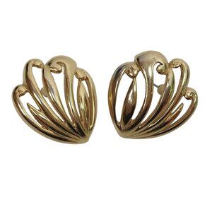 Sarah Coventry Vintage Gold-Tone Pierced Earrings Sea Shell Design